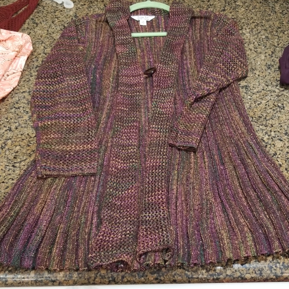 Multi colored sparkly dark autumn cardigan